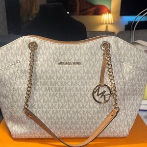 Michael Kors Cream and Gold Tote Bag